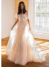 Puff Sleeve Ivory Lace Tulle Wedding Dress